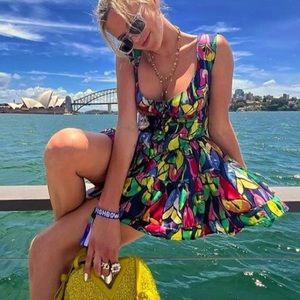 Vanessa Mooney The Elisabeth Romper Deess XS Calla Lily Vintage Print NWT Silk